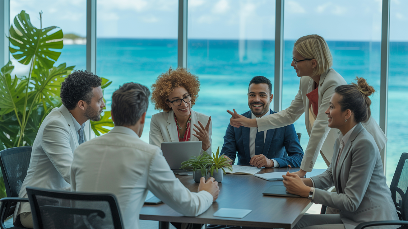 Professional team collaboration meeting at Symphony Global Services